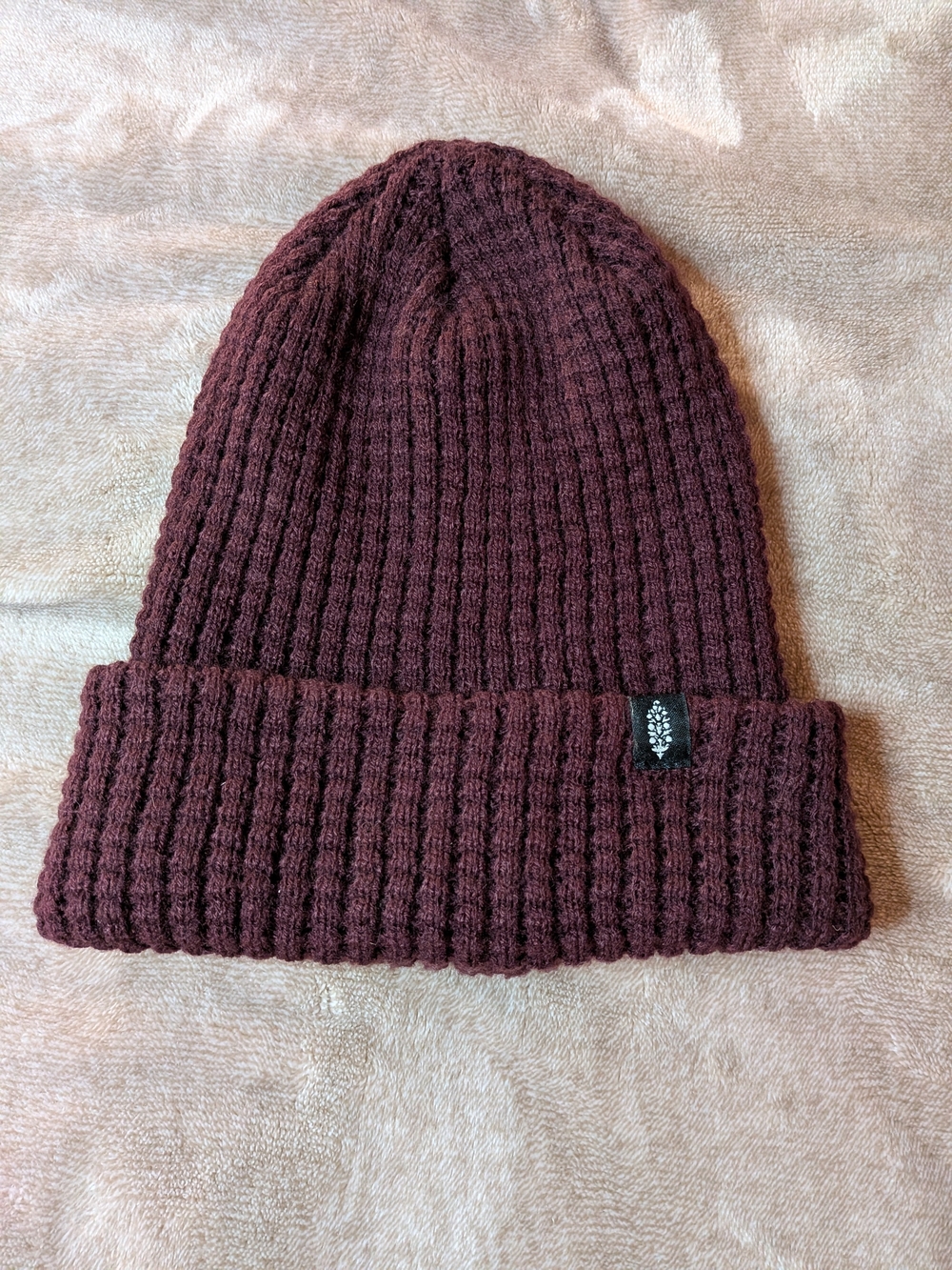 Free People FP Movement Burgundy Ribbed Knit Cuff Beanie Winter Hat